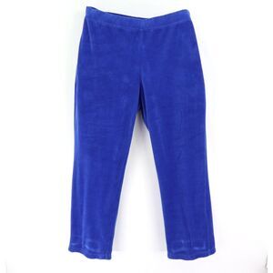 Studio Works Casual Pant Women L Blue Micro-Corduroy Stretch Cotton Pull-On SOFT